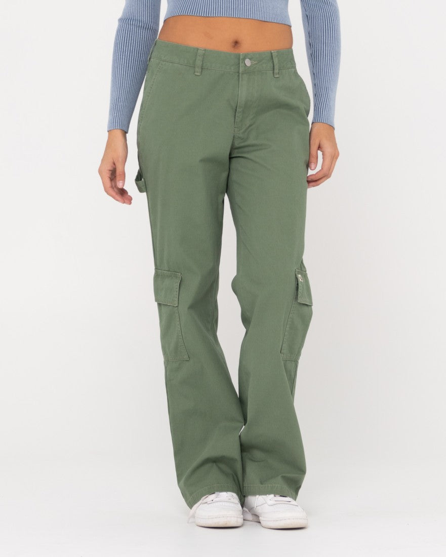 Cade Low Straight Canvas Cargo Pant - Army Green