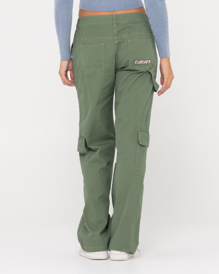 Cade Low Straight Canvas Cargo Pant - Army Green