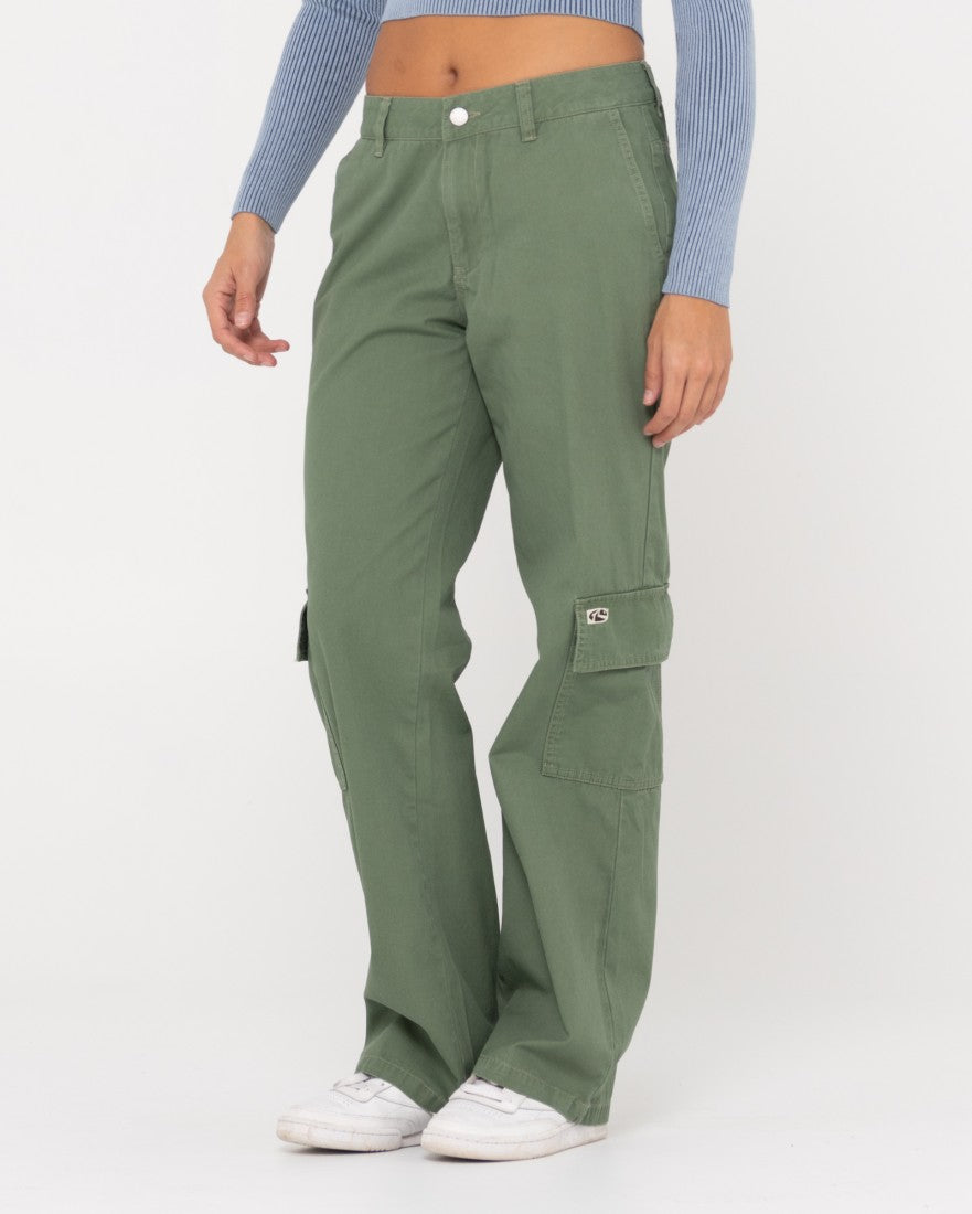 Cade Low Straight Canvas Cargo Pant - Army Green