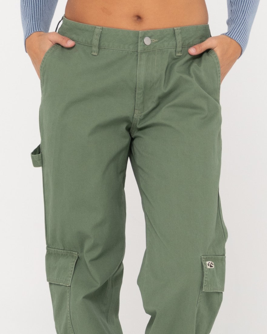 Cade Low Straight Canvas Cargo Pant - Army Green