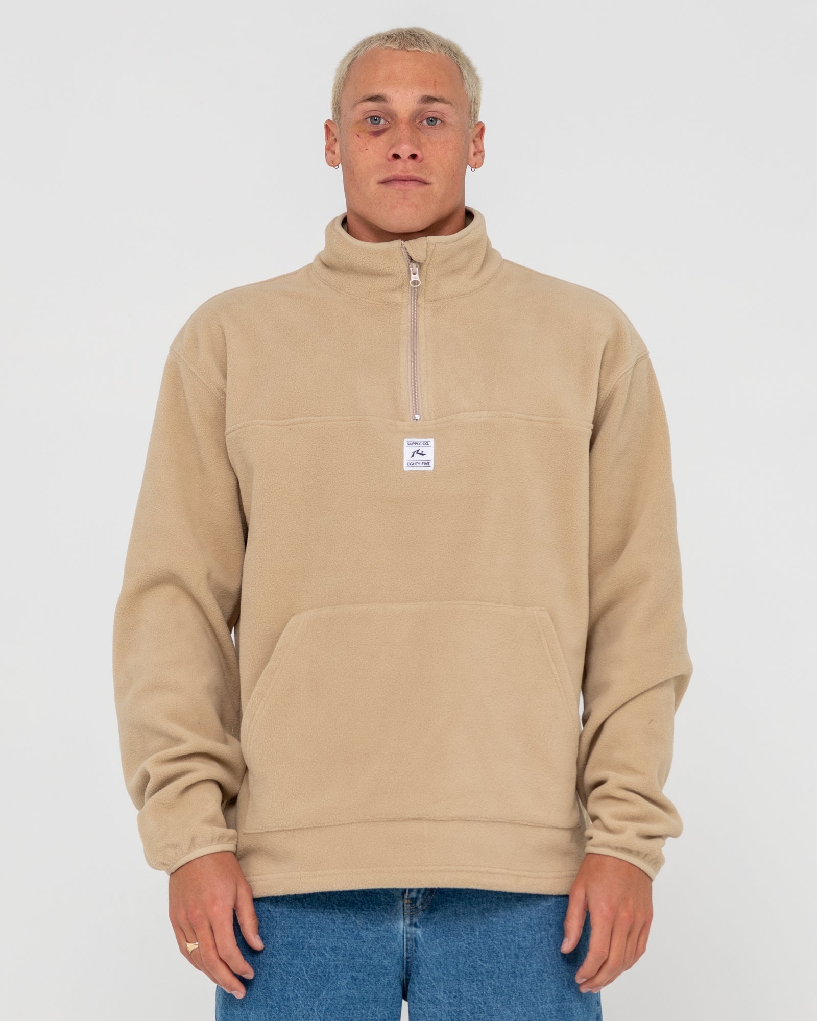 Rusty Core Division Polar Fleece Quarter Zip - Abbey Stone
