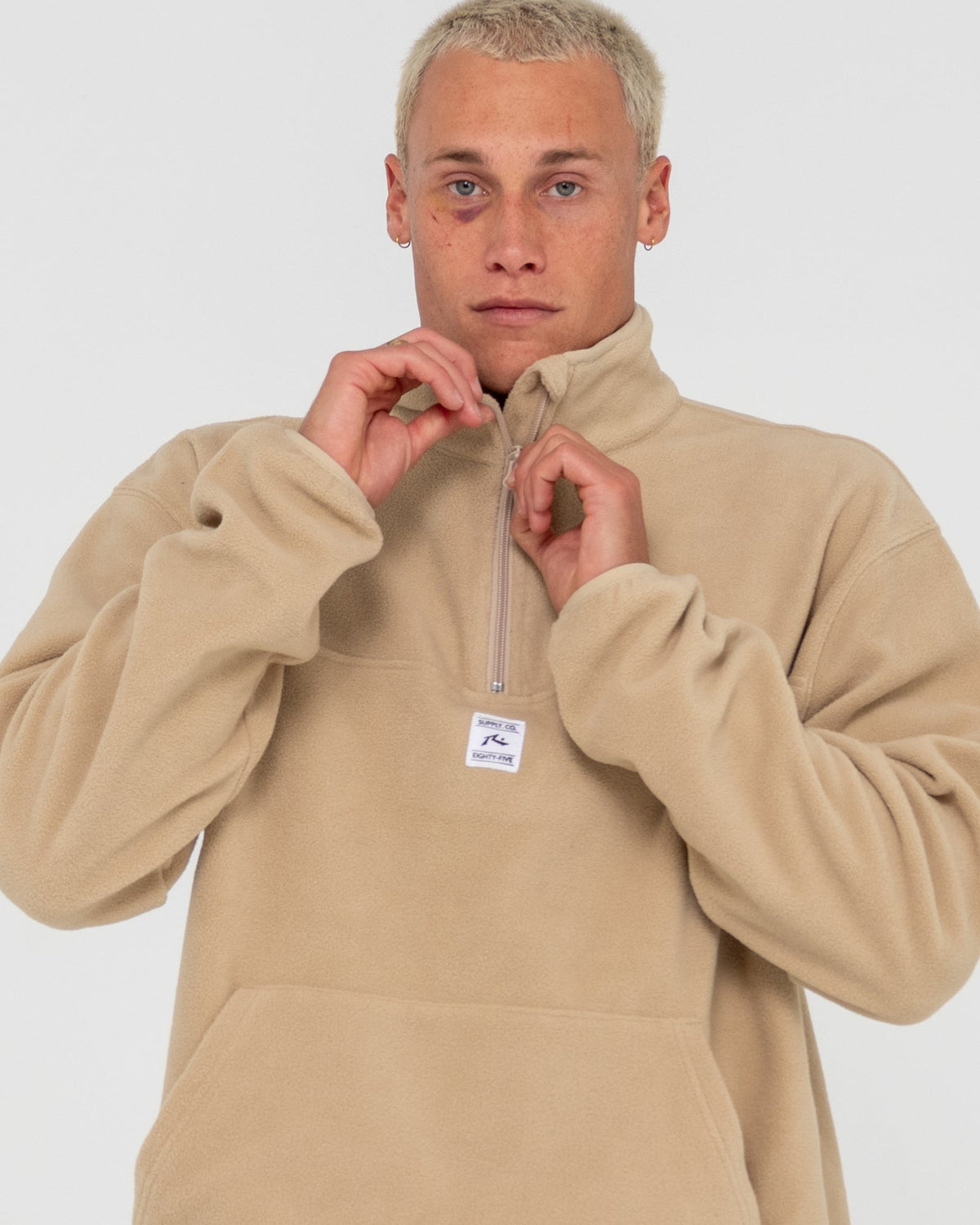 Rusty Core Division Polar Fleece Quarter Zip - Abbey Stone (view 4)