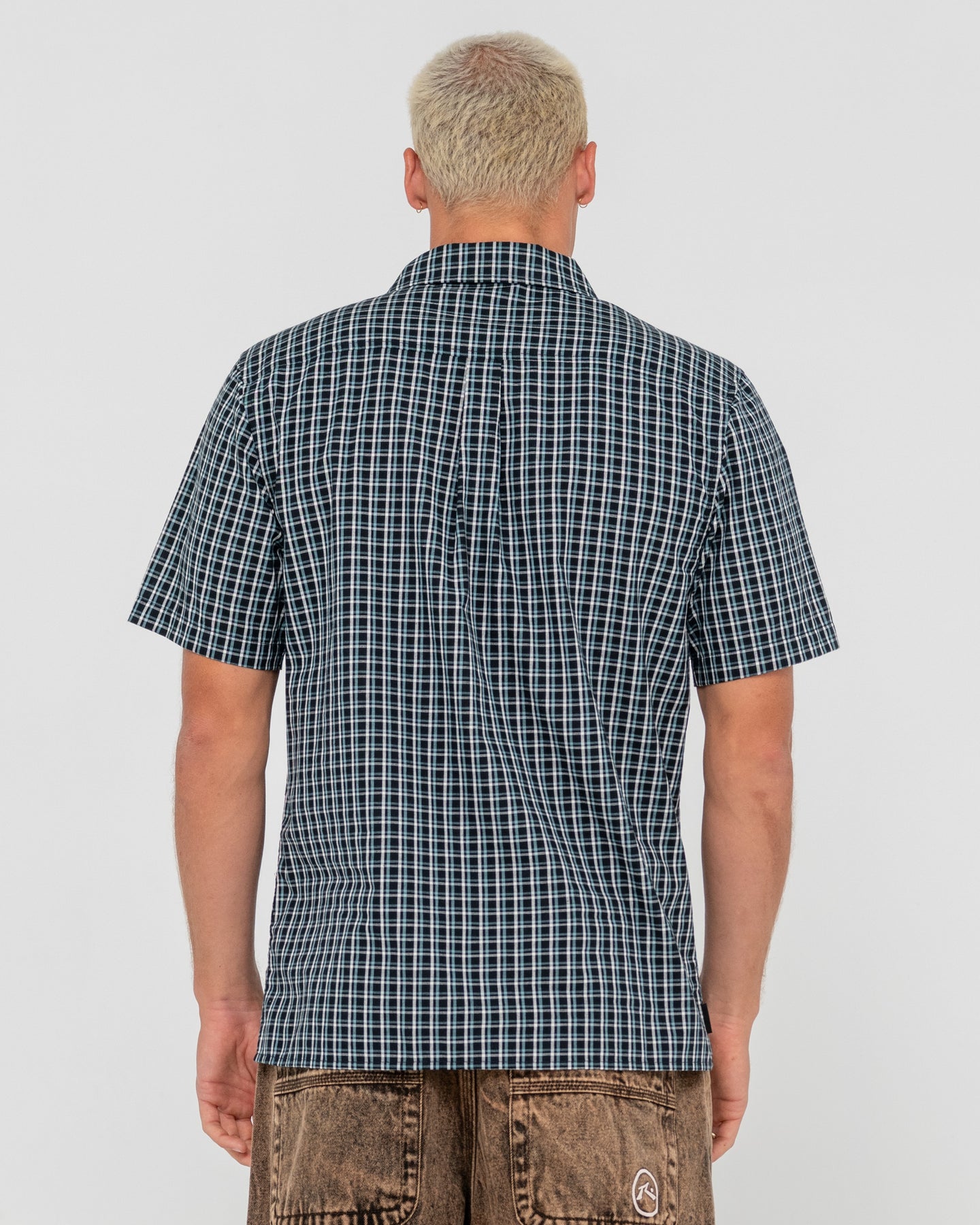 Datsun Check Short Sleeve Shirt - Black