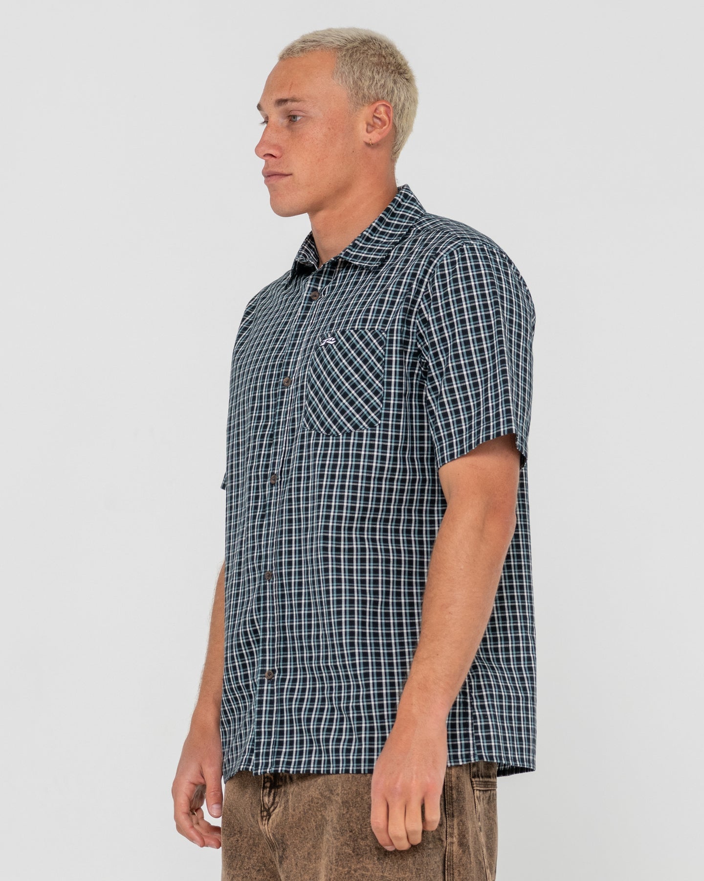 Datsun Check Short Sleeve Shirt - Black
