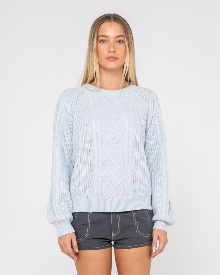 Rusty Two Tales Knitted Crew - Retro Blue (view 2)