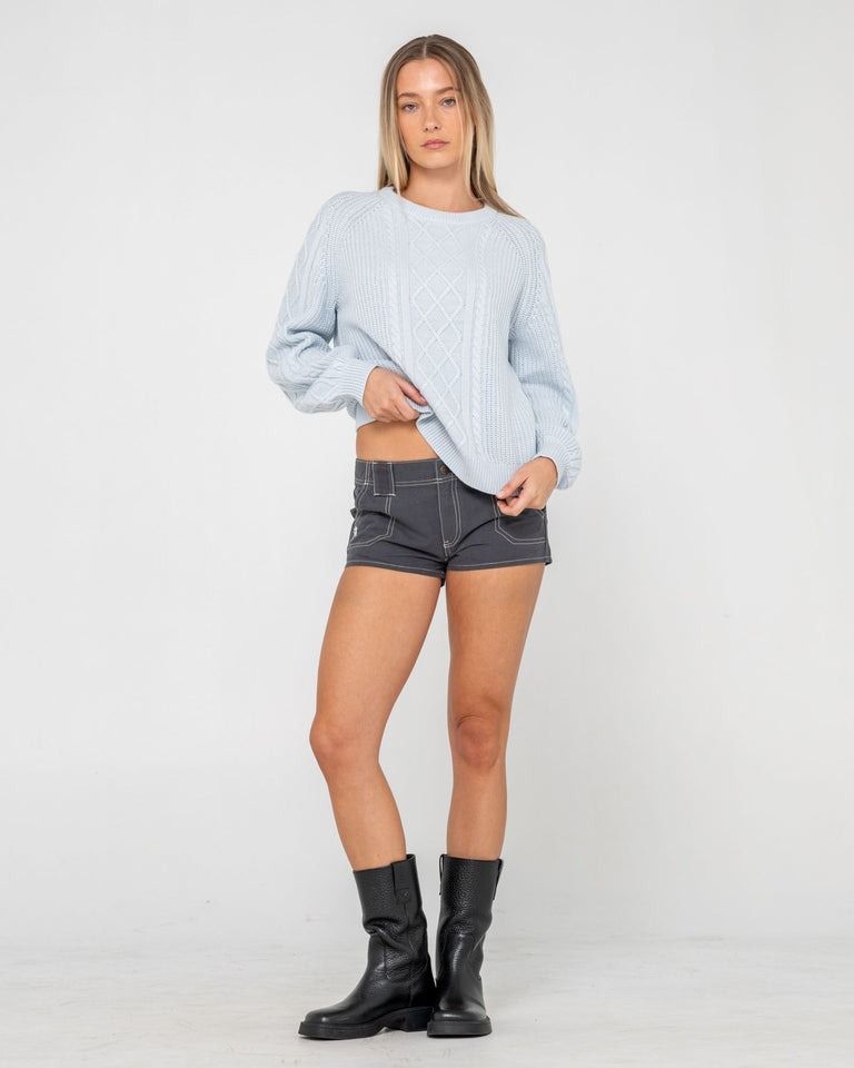 Rusty Two Tales Knitted Crew - Retro Blue
