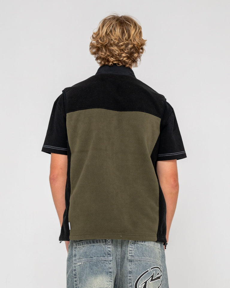 Rusty On The Run Tech Fleece Vest - Army Green (view 3)