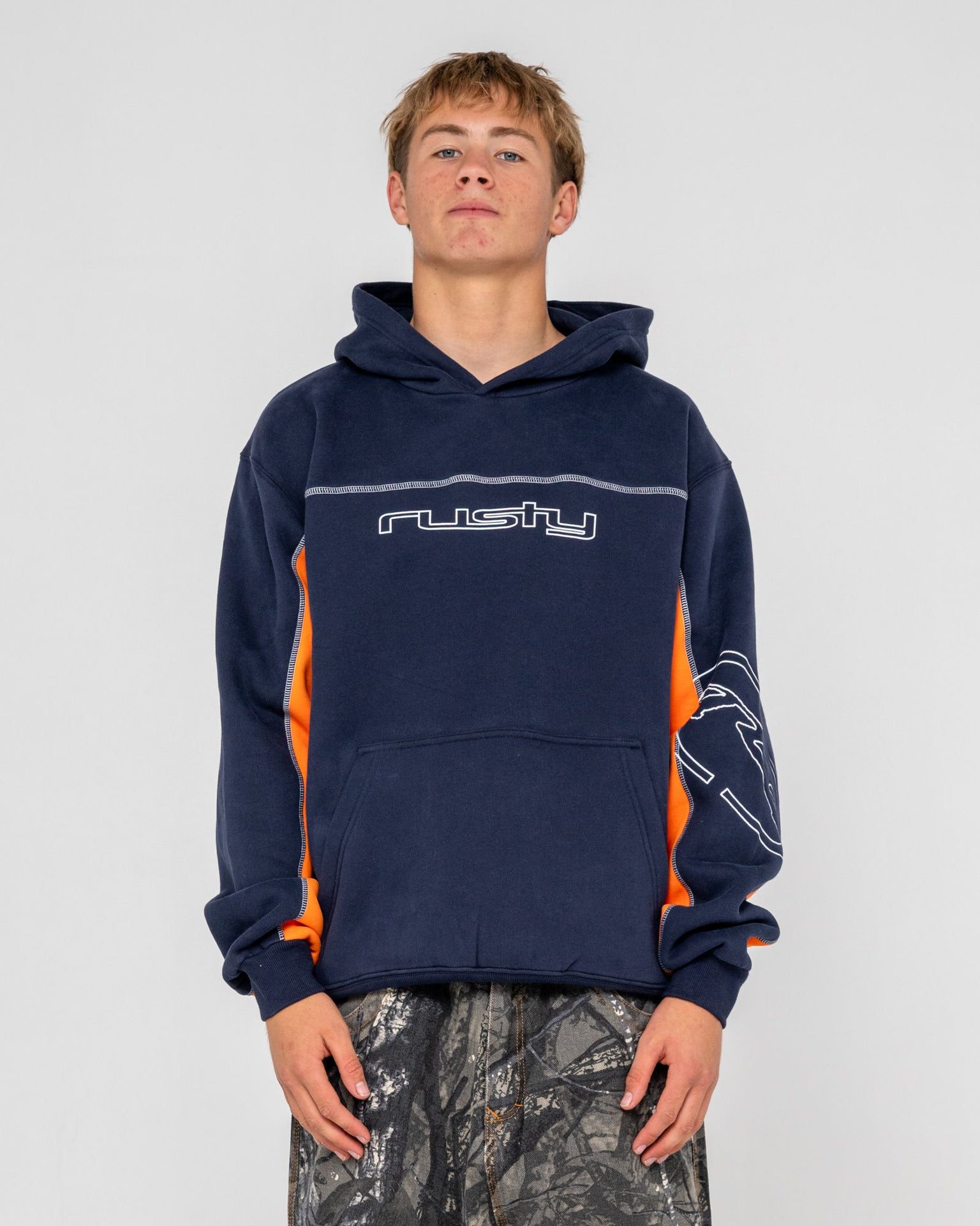 Rusty Titan Hooded Fleece - Navy Blue (view 2)