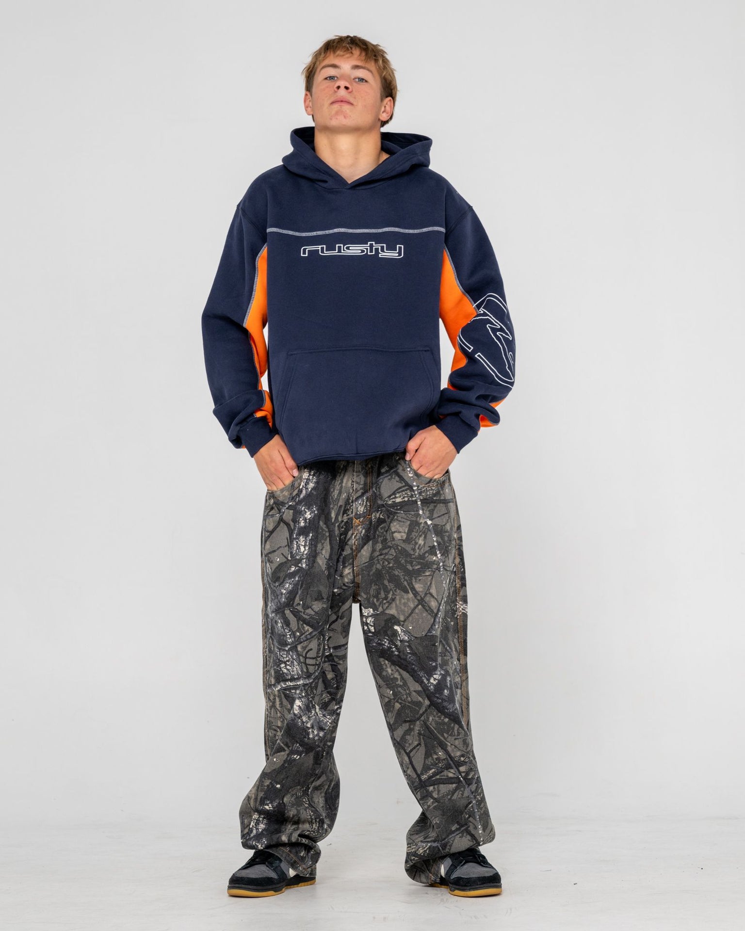 Rusty Titan Hooded Fleece - Navy Blue