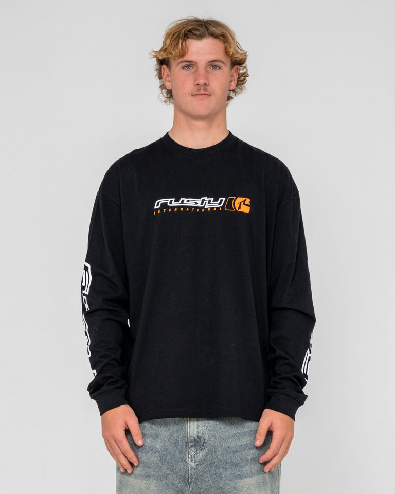 Rusty Jetsetter Long Sleeve Graphic Tee - Black