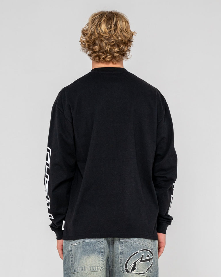 Rusty Jetsetter Long Sleeve Graphic Tee - Black (view 3)