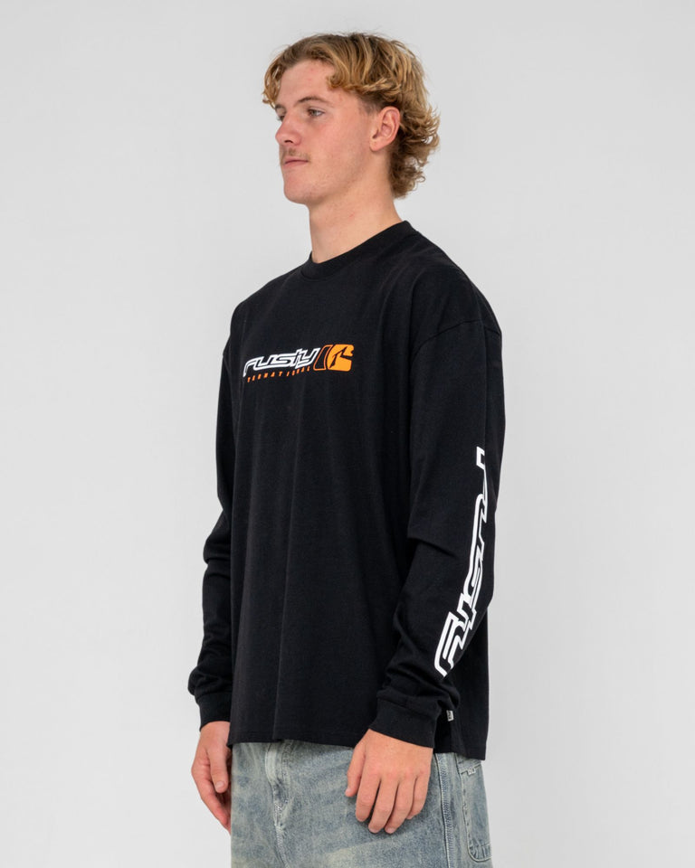 Rusty Jetsetter Long Sleeve Graphic Tee - Black (view 4)