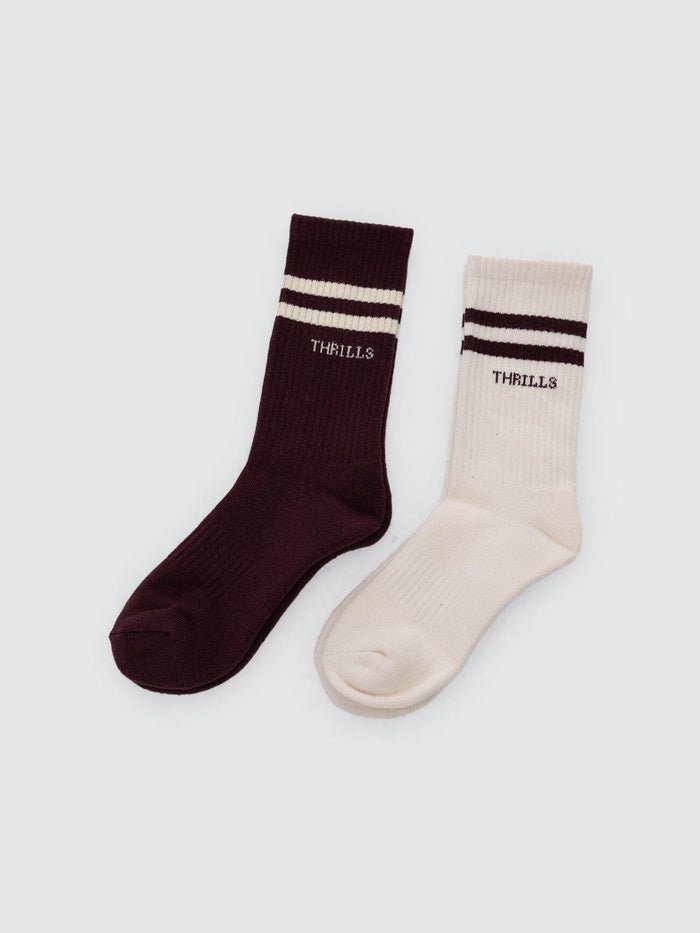 Thrills 6 Break Point 2 Pack Sock - Heritage White / Bitter Chocolate