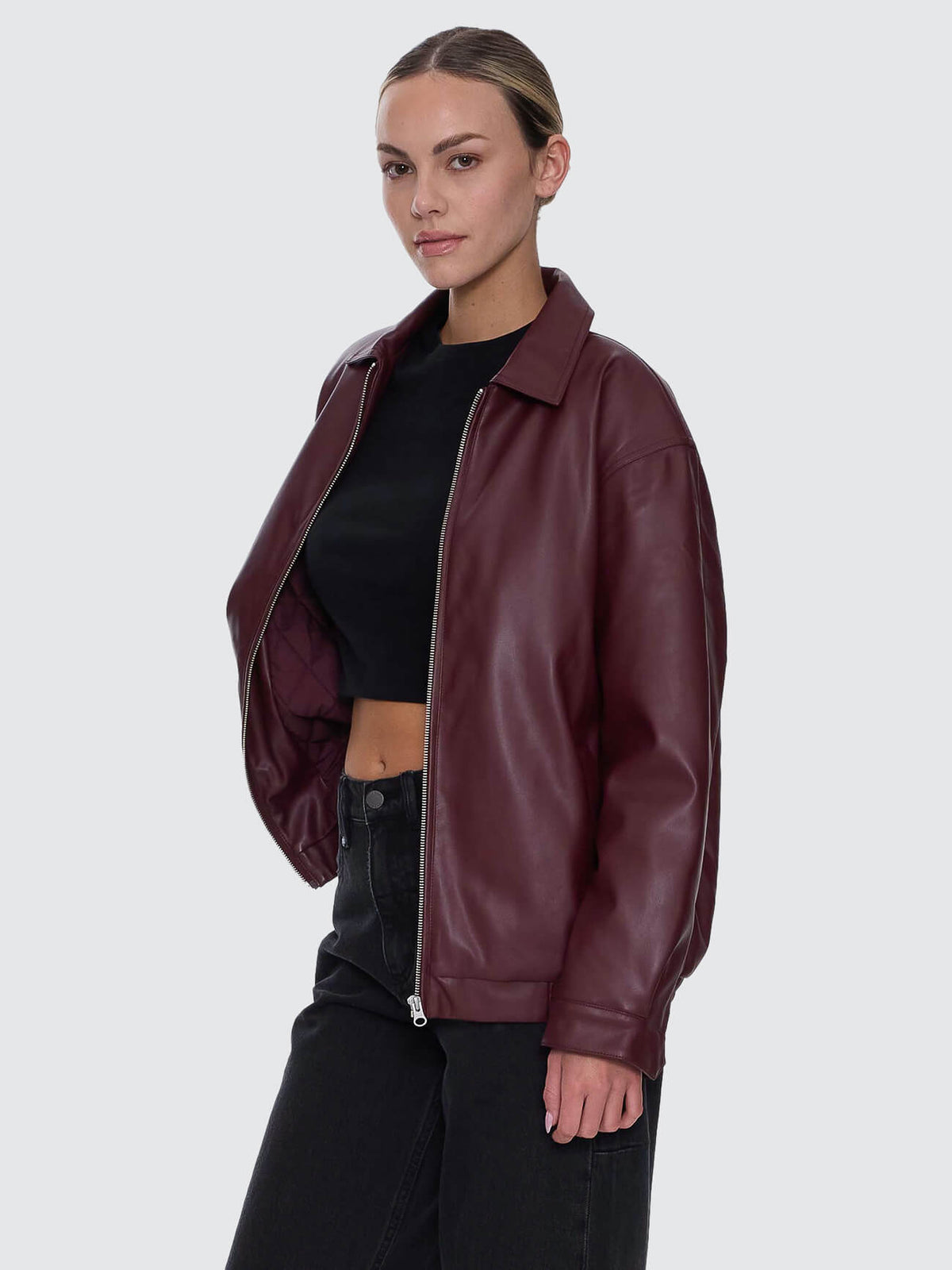 Thrills Elka Leather Jacket - New Maroon (view 2)