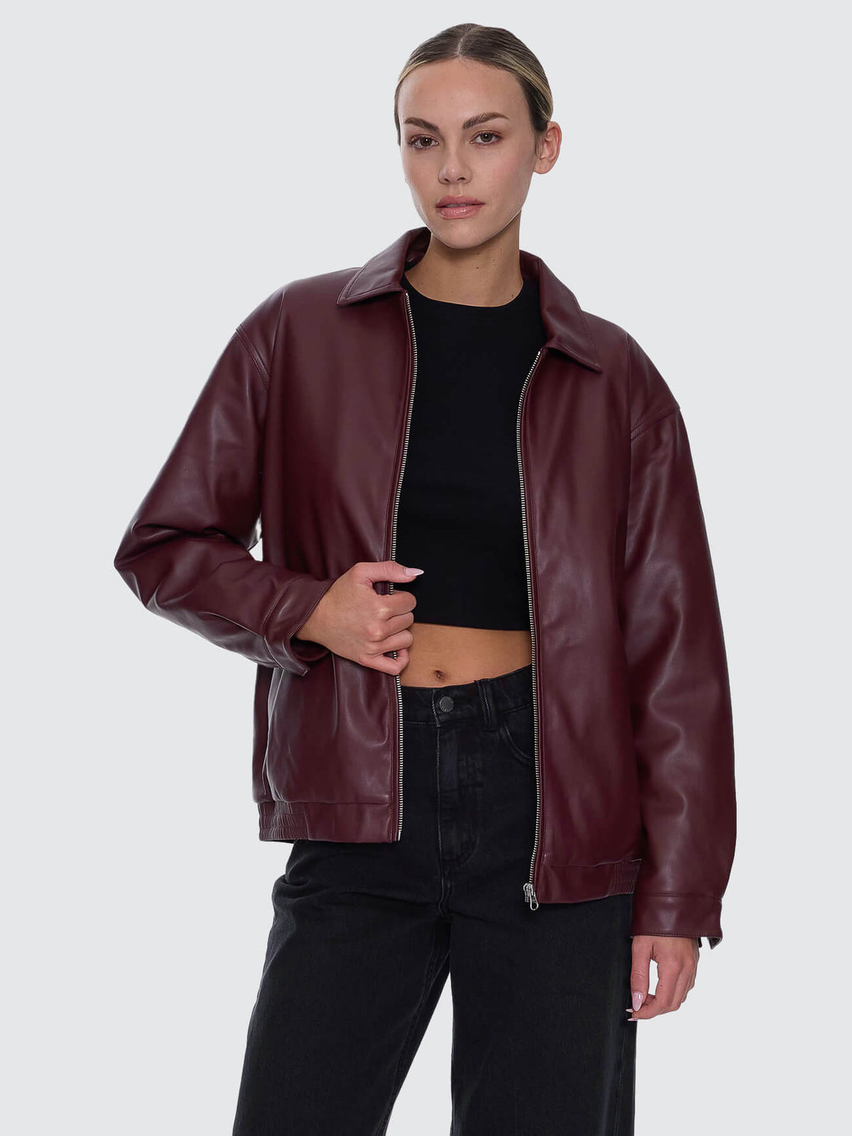 Thrills Elka Leather Jacket - New Maroon