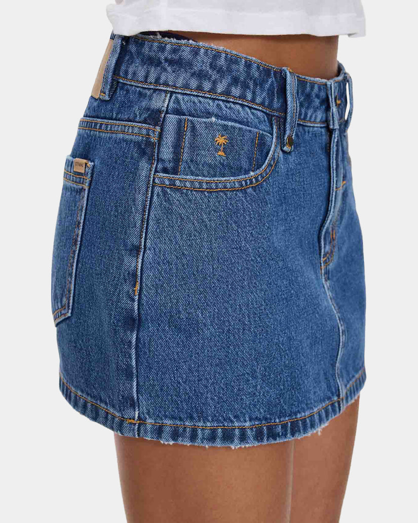 Thrills Carmen Mid Rise Micro Skirt - Deep Vintage Blue (view 7)