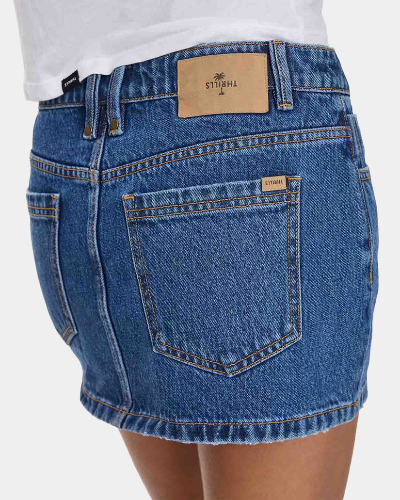 Thrills Carmen Mid Rise Micro Skirt - Deep Vintage Blue (view 8)