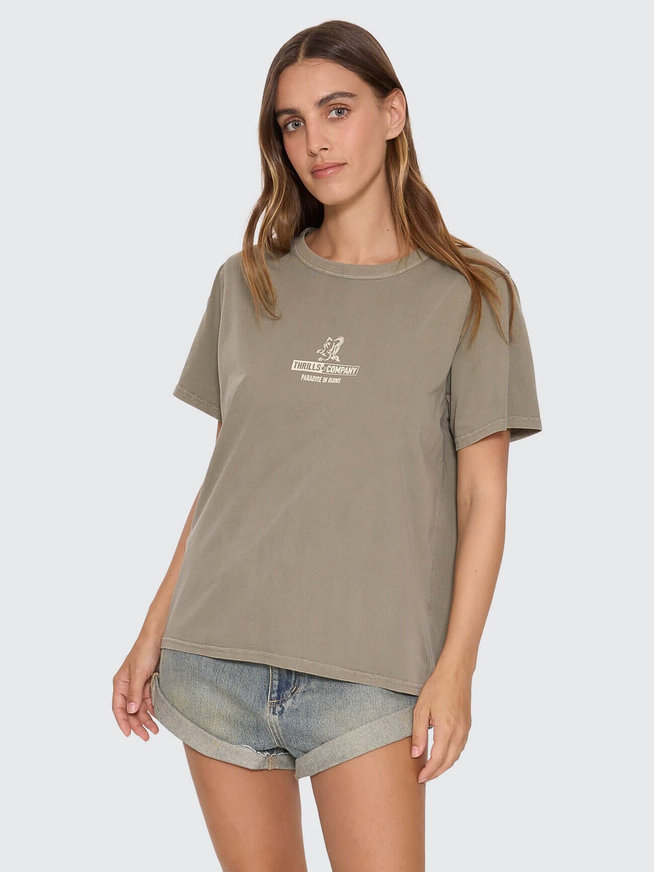 Thrills Risen Relaxed Tee in Olive - side