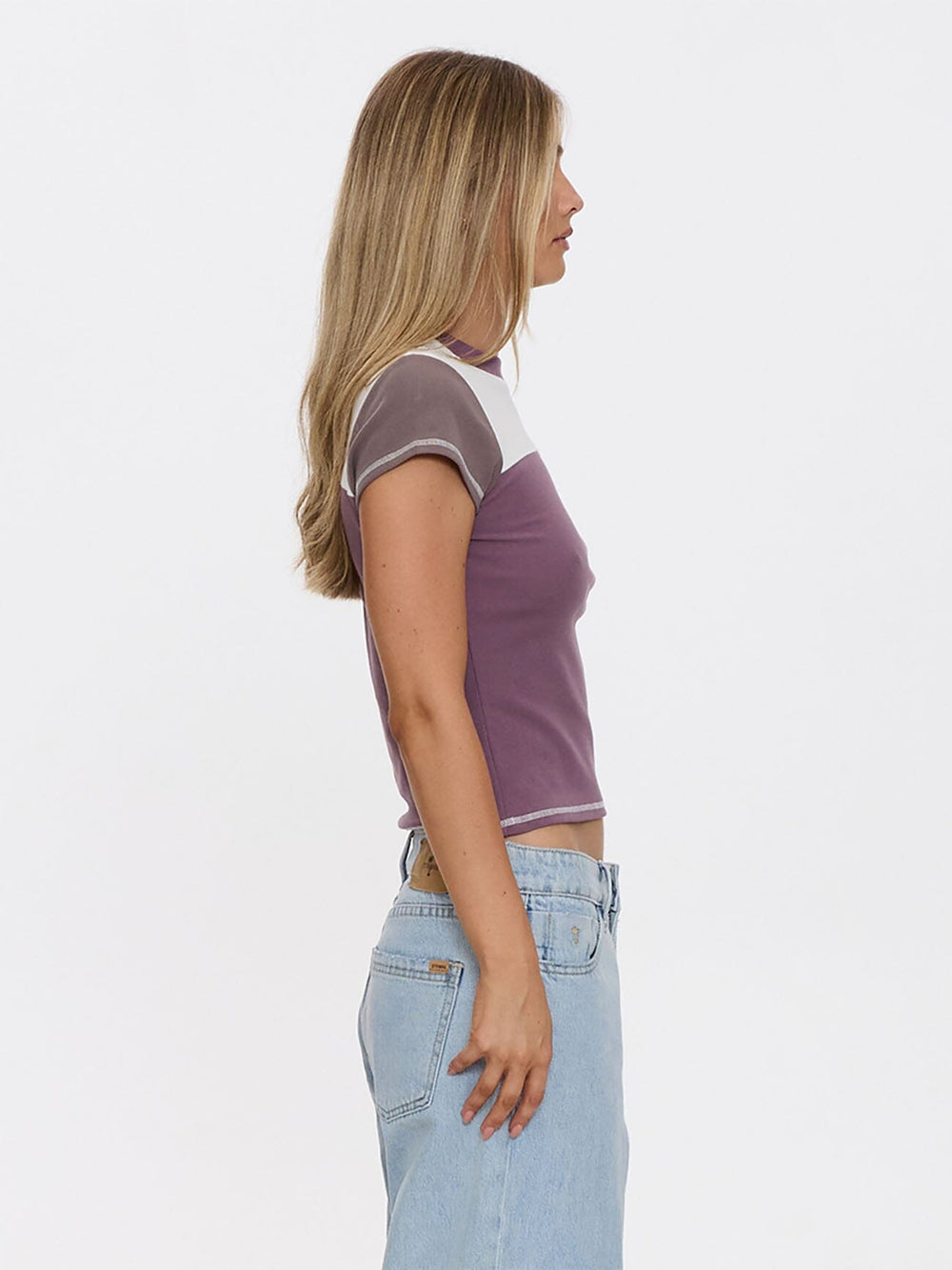 Thrills Break Point Panelled Club Tee - Vintage Mauve (view 6)