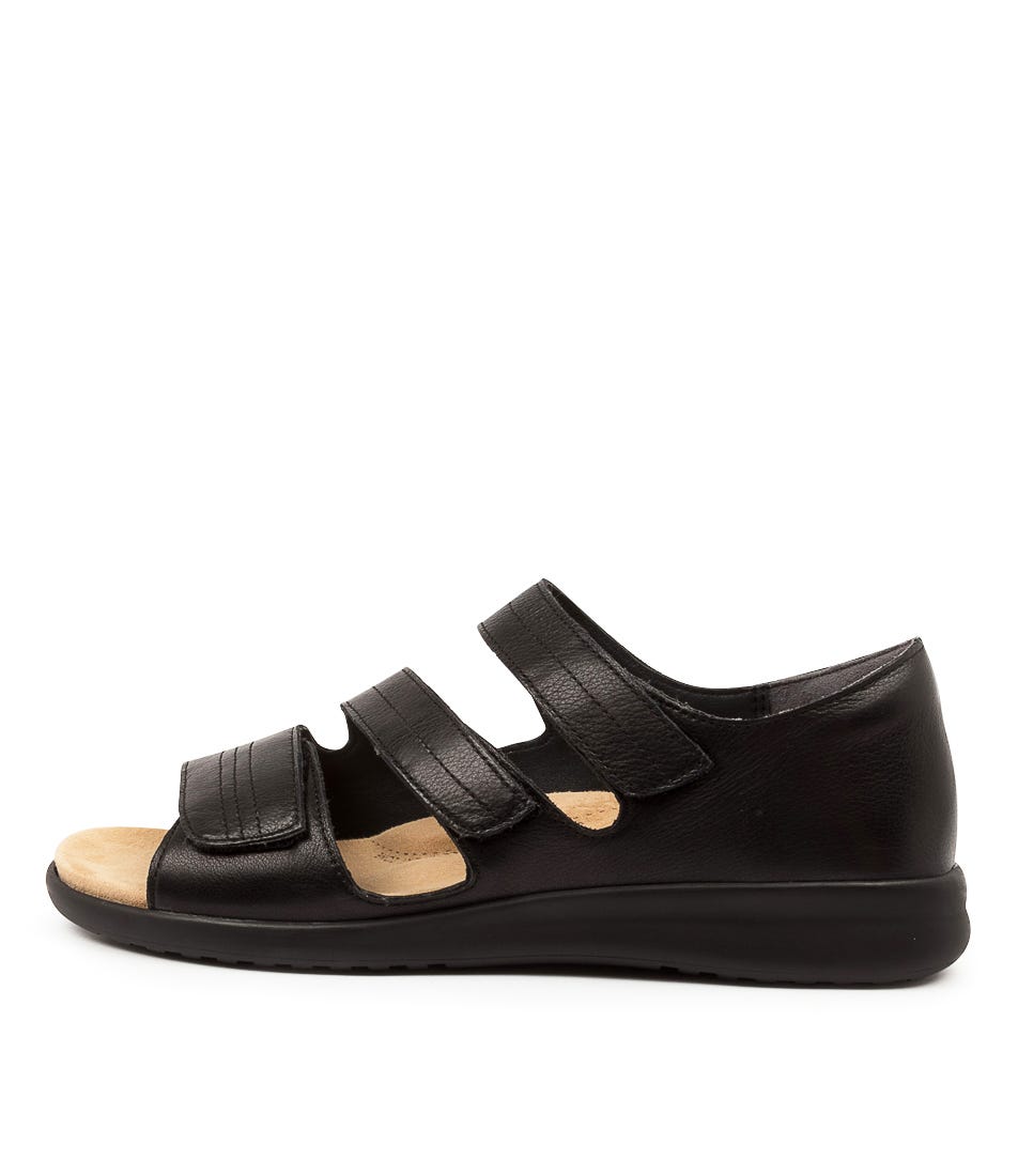 Ziera Bardot XW Leather Sandal - Black / Black Sole