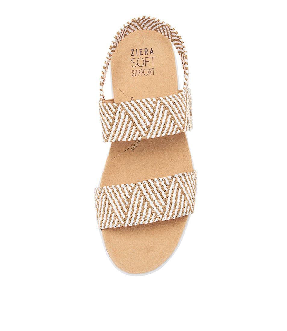 Usaid W Woven Elastic Sandals - Natural / White Sole