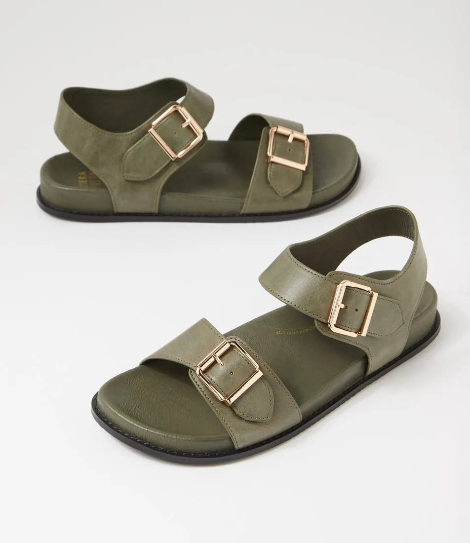 Hastice W Leather Sandal - Olive