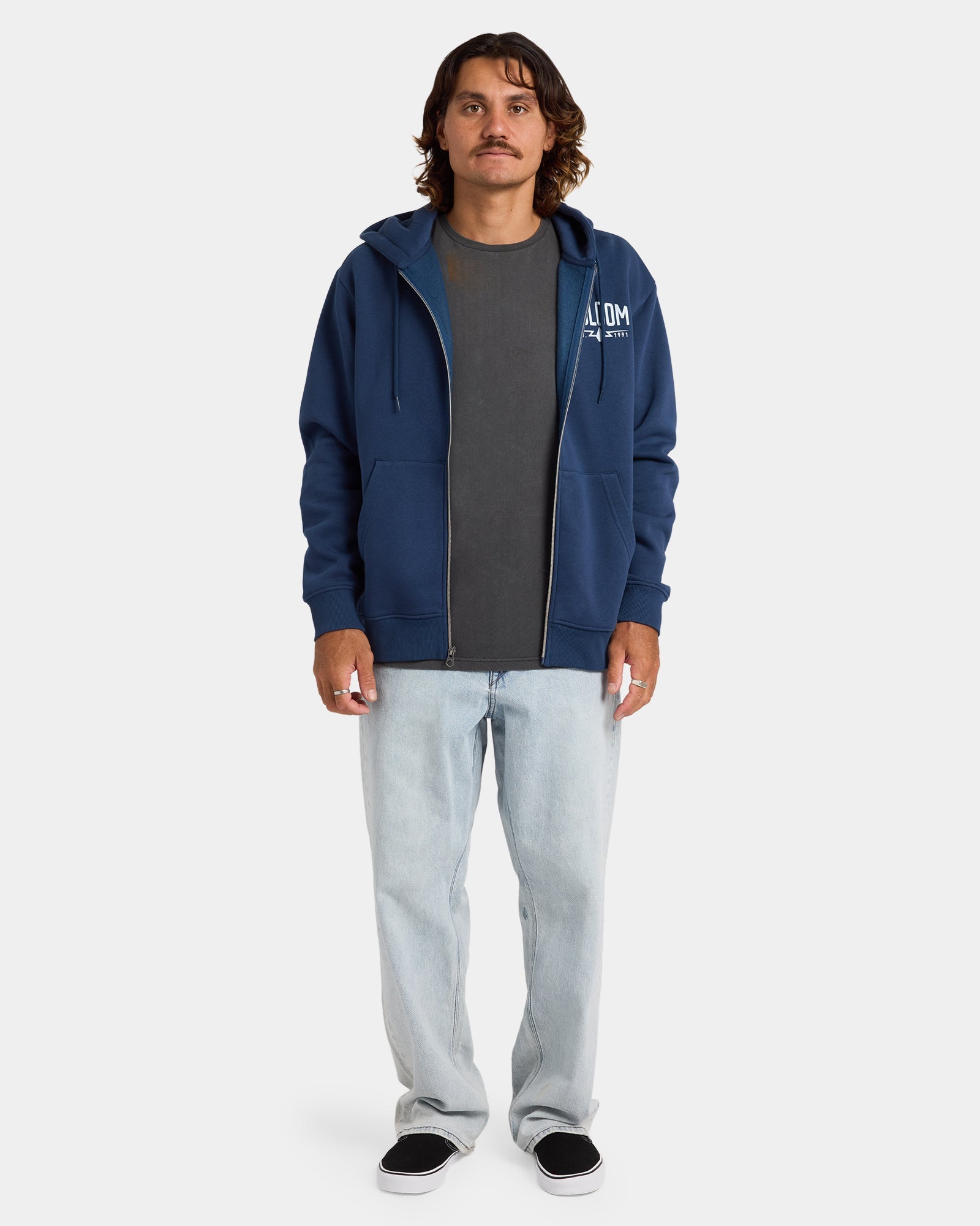Volcom Roundabout Zip Up Hoodie - Baja Indigo (view 3)