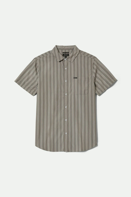 Brixton Charter Stripe Short Sleeve Woven - Charcoal Grey