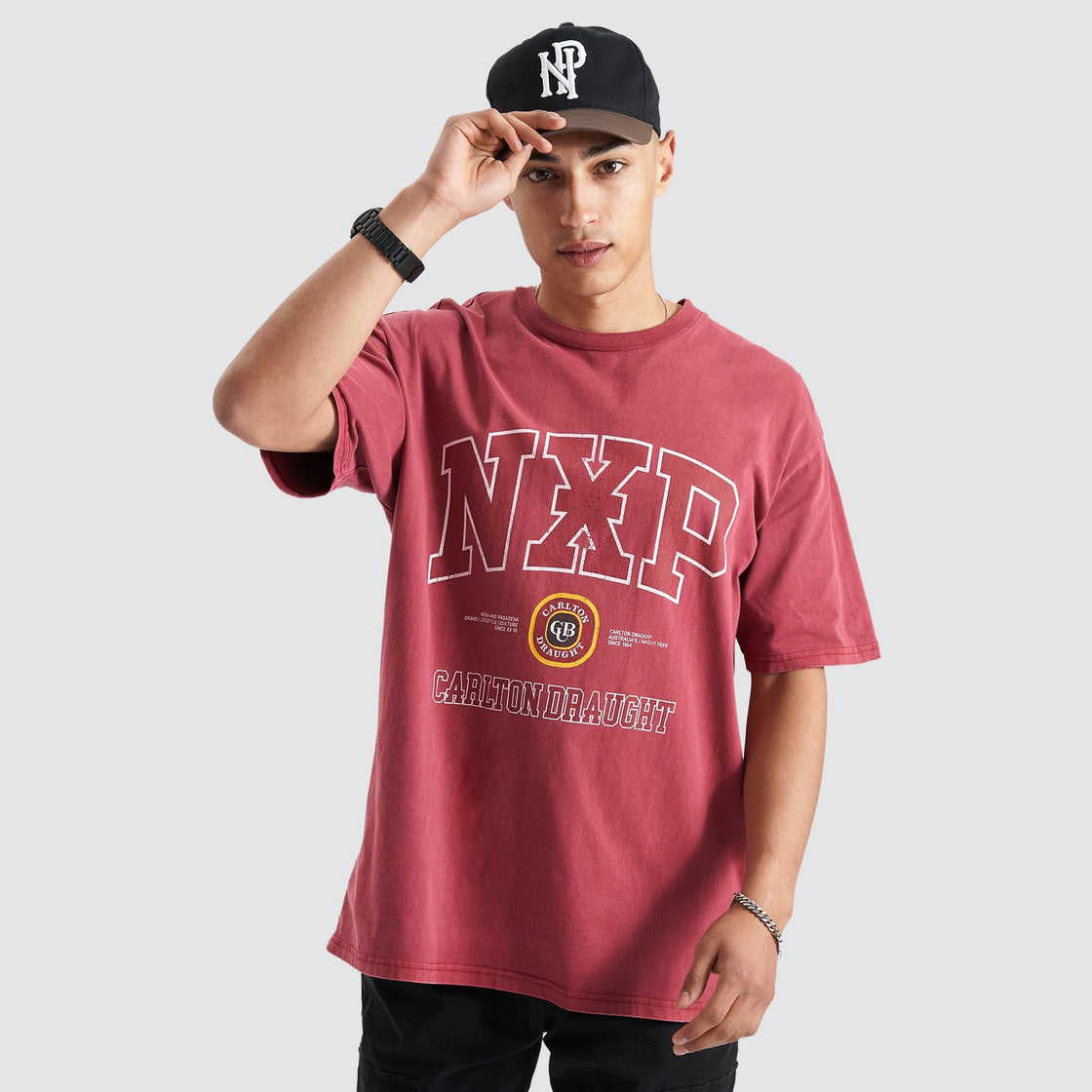 Agnus Box Fit Tee - Pigment Maroon