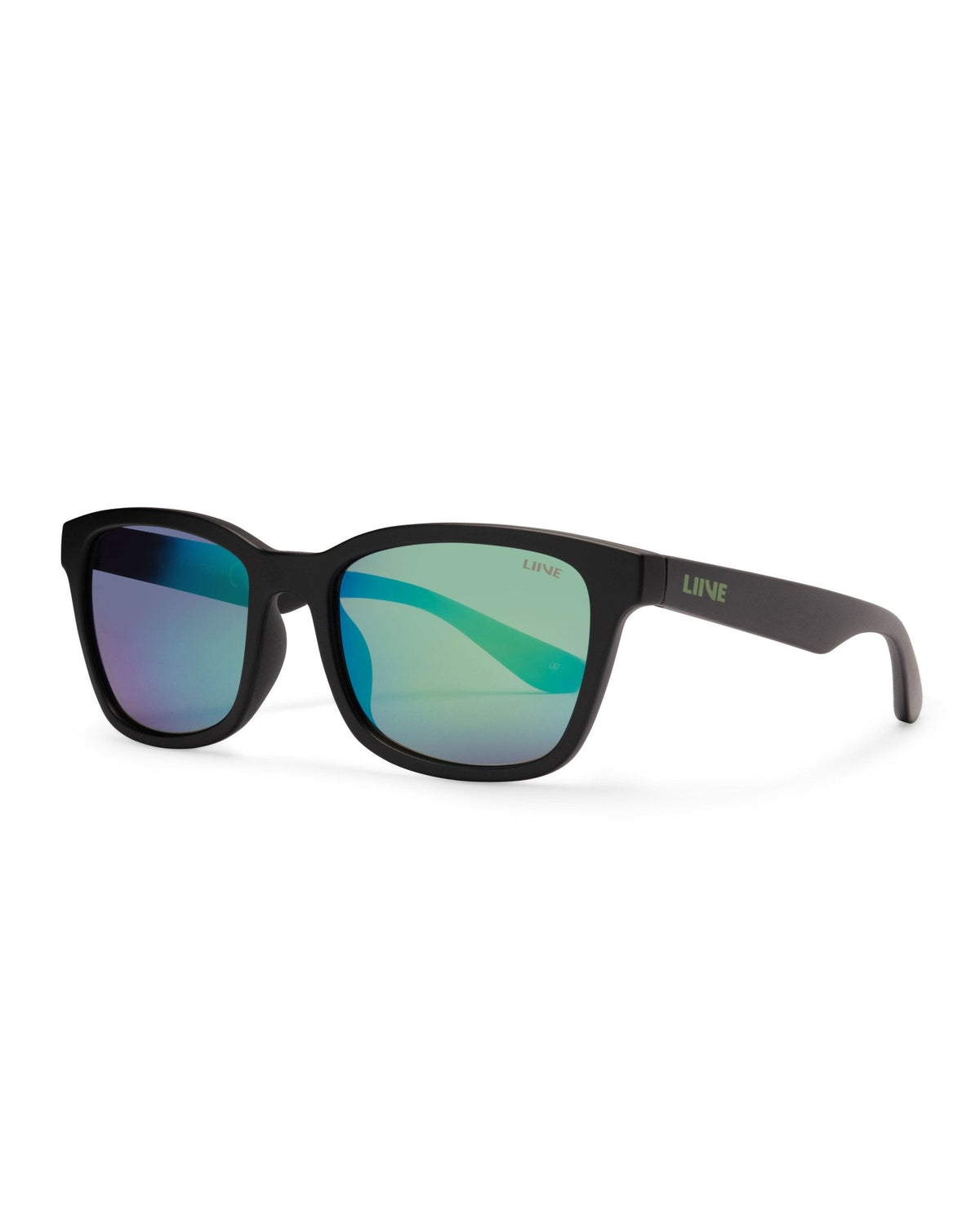 Liive Alvin sunglasses in matt black with green mirror lens