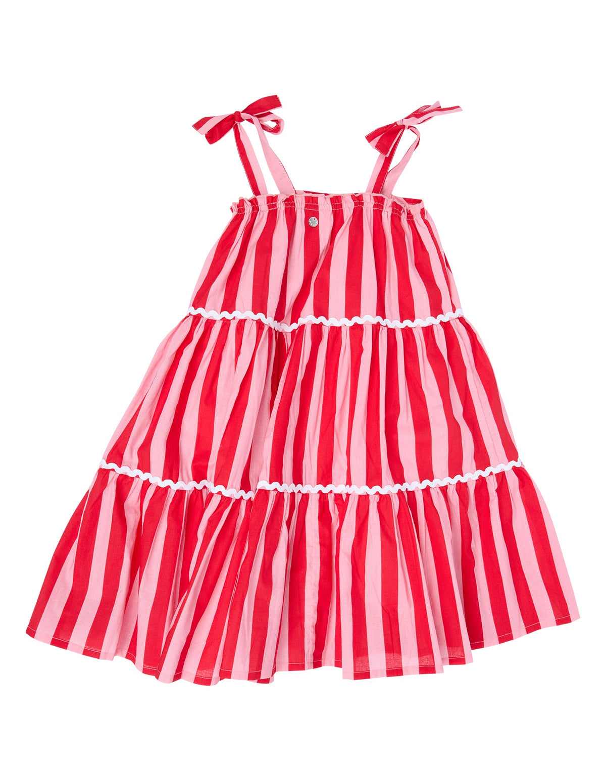 Eve Girl Amelia Stripe Dress in red and white stripe - back