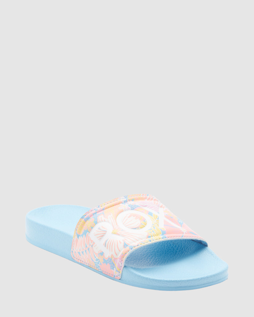 Roxy Slippy II Slide - Blue / Pink (view 2)