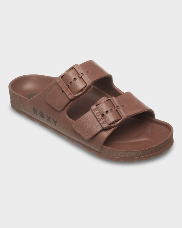 Roxy Kattie Slides - Brown