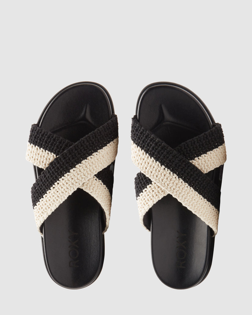 Roxy Syenna Slides - Black / Cream (view 2)