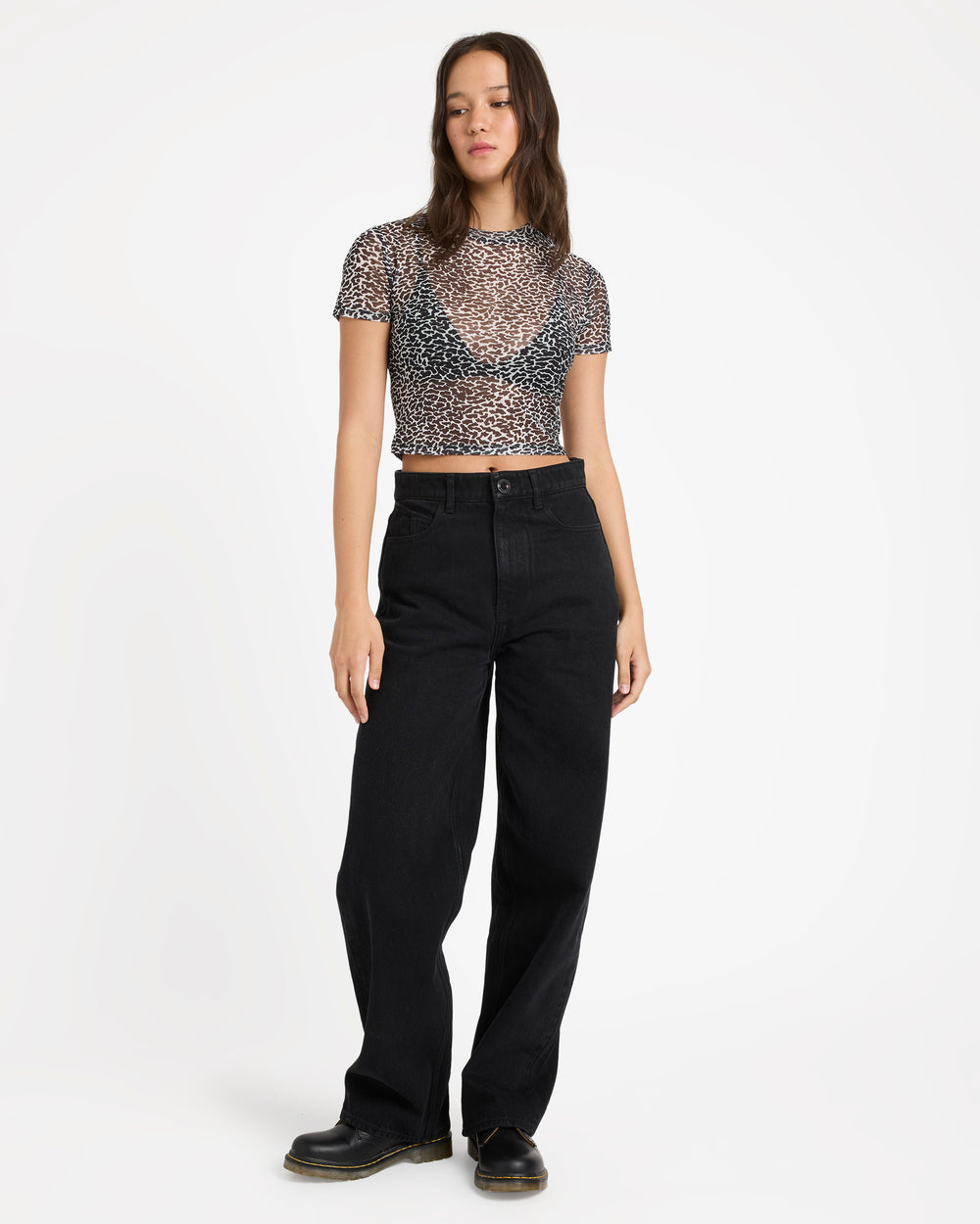 Volcom Rawly Knit Short Sleeve Mesh T-Shirt - Black / White (view 3)