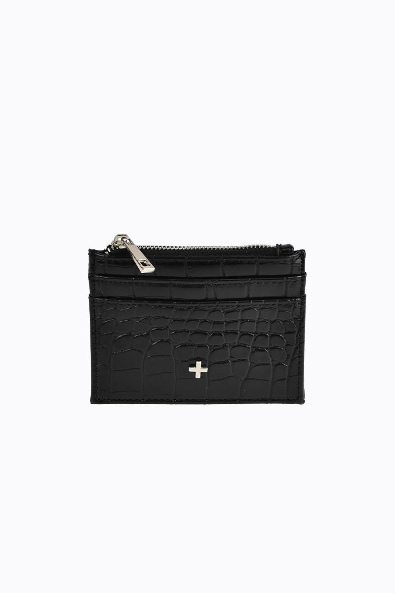Peta + Jain Ivy Credit Card Wallet Black Croc - front view