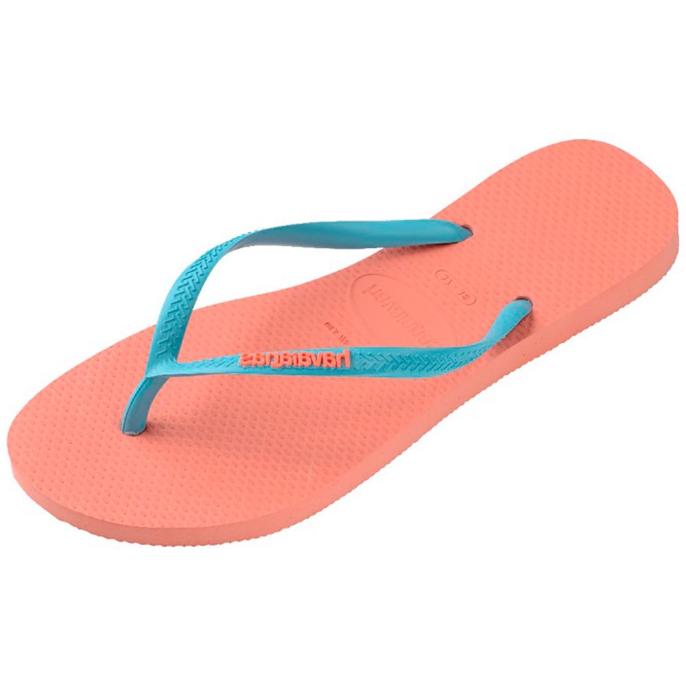 Havaianas Kids Slim Rubber Logo - Peach Rose (view 3)