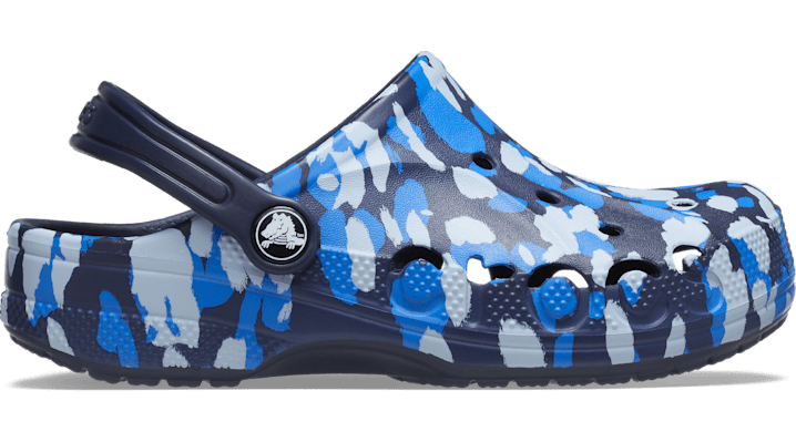 Crocs Kids Baya Printed Clog Navy, charm/top view