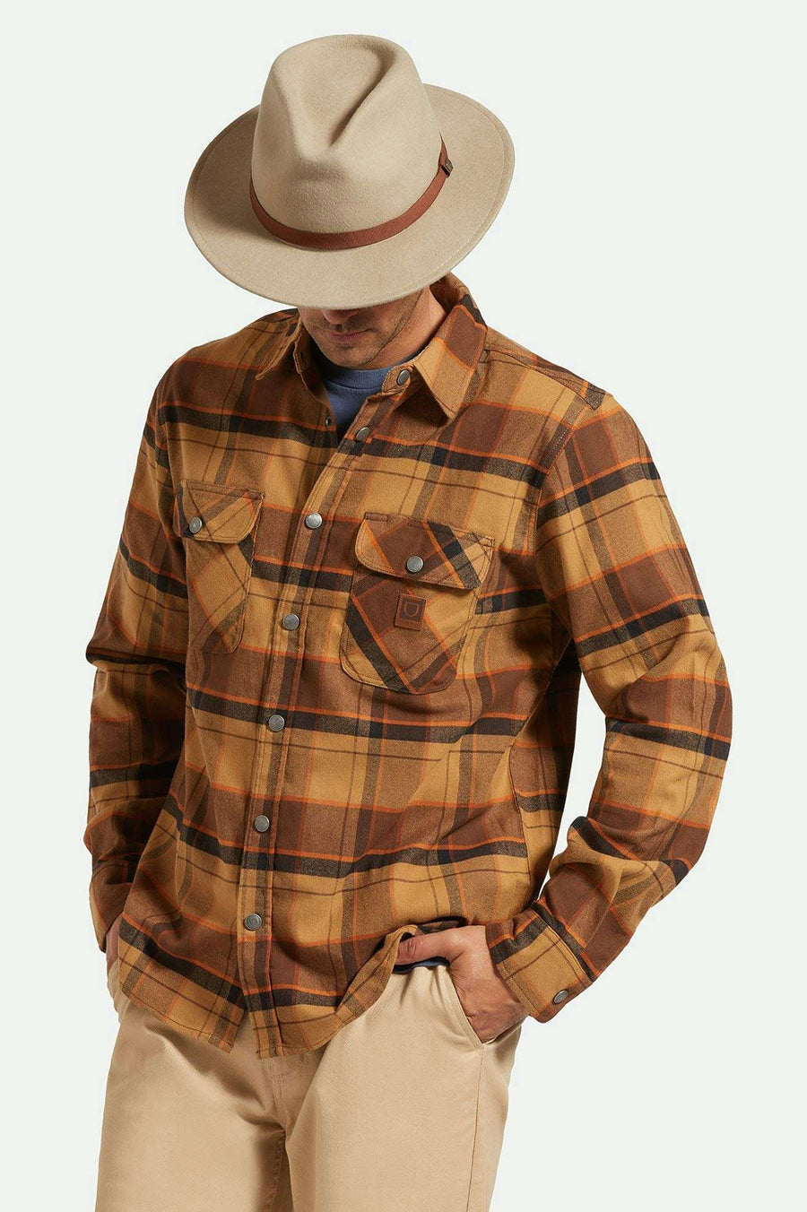 Brixton Messer Packable Fedora - Timberwolf / Light Brown (view 2)