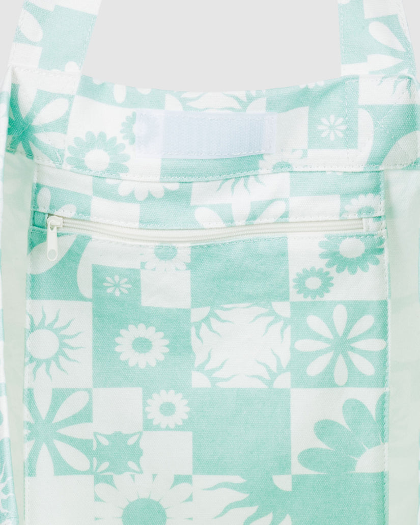Anti Bad Vibes Printed Tote - Beach Glass Beach Bum Check