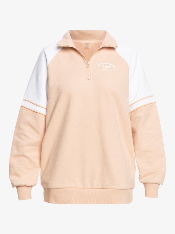 Essential Energy Half Zip Sweat - Toasted Almond