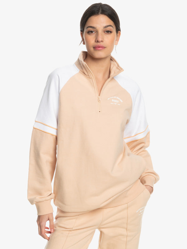Essential Energy Half Zip Sweat - Toasted Almond