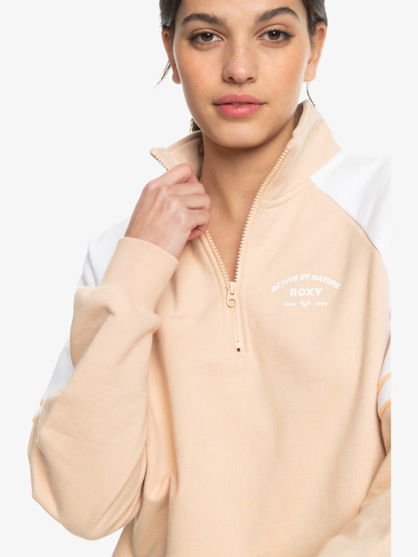 Essential Energy Half Zip Sweat - Toasted Almond