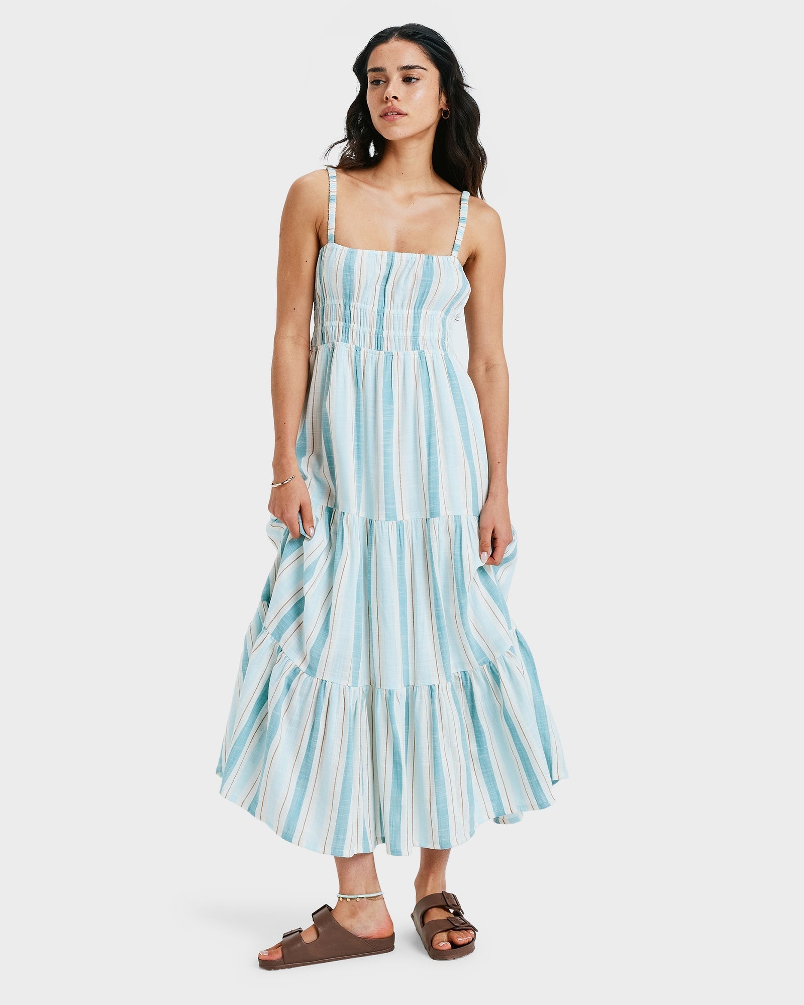 Roxy Sunshine Coast Midi Dress - Egret Carver Stripe