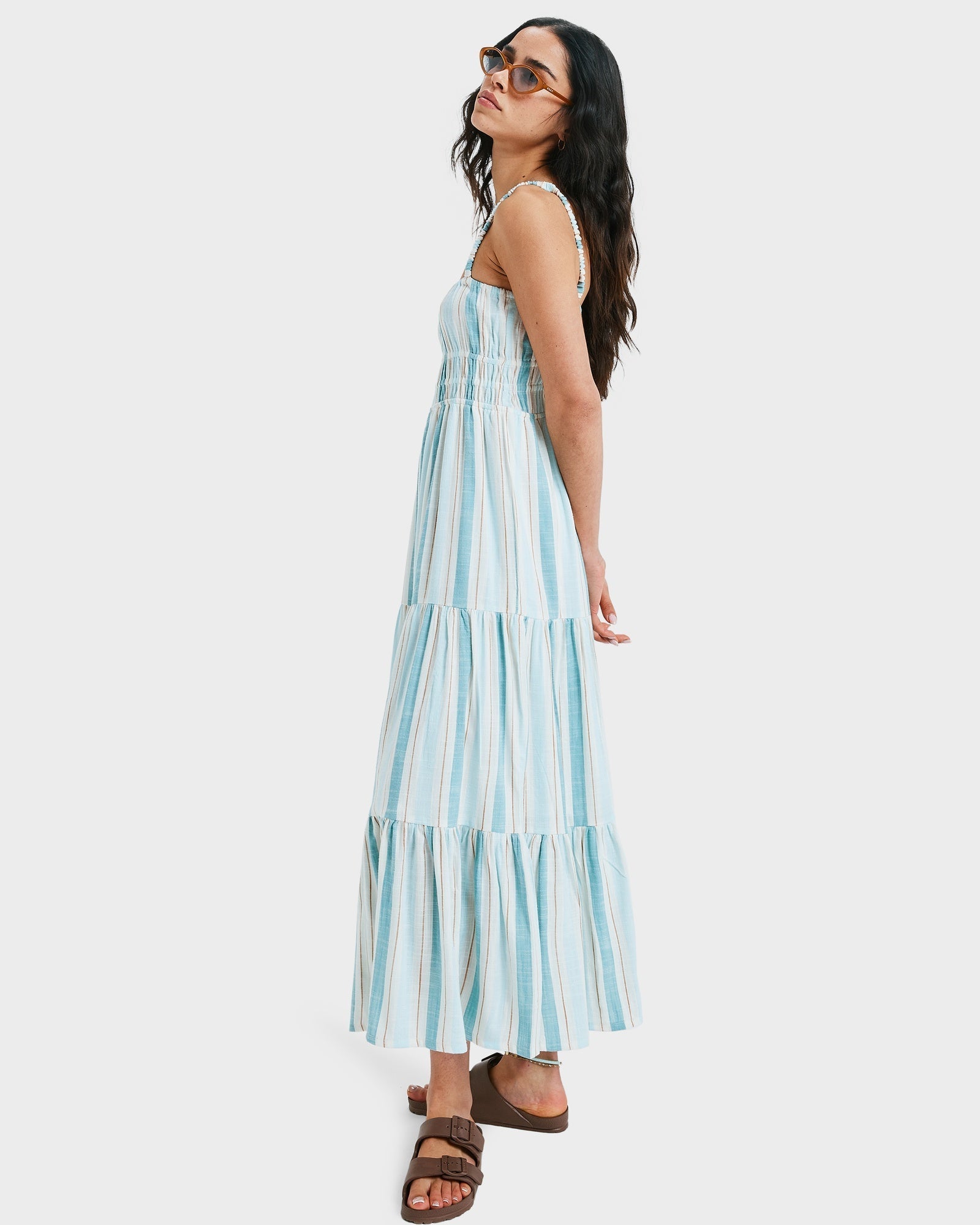 Roxy Sunshine Coast Midi Dress - Egret Carver Stripe (view 2)