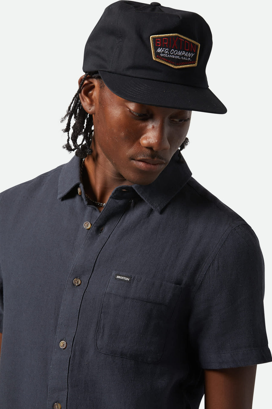 Brixton Charter Organic Cotton Short Sleeve Woven - Washed Black (view 5)