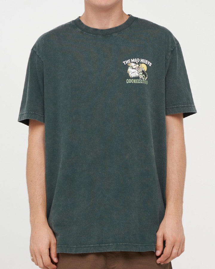 Mad Hueys Goon Cookedatoo SS Tee in pine green washed - back
