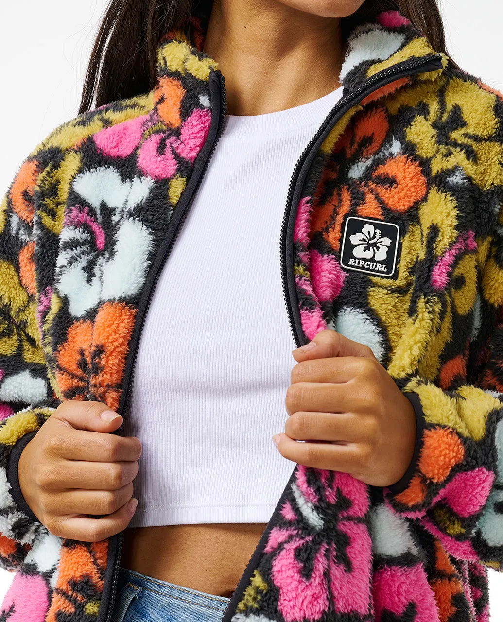Hibiscus Heat Polar Fleece Zip-Thru - Multi