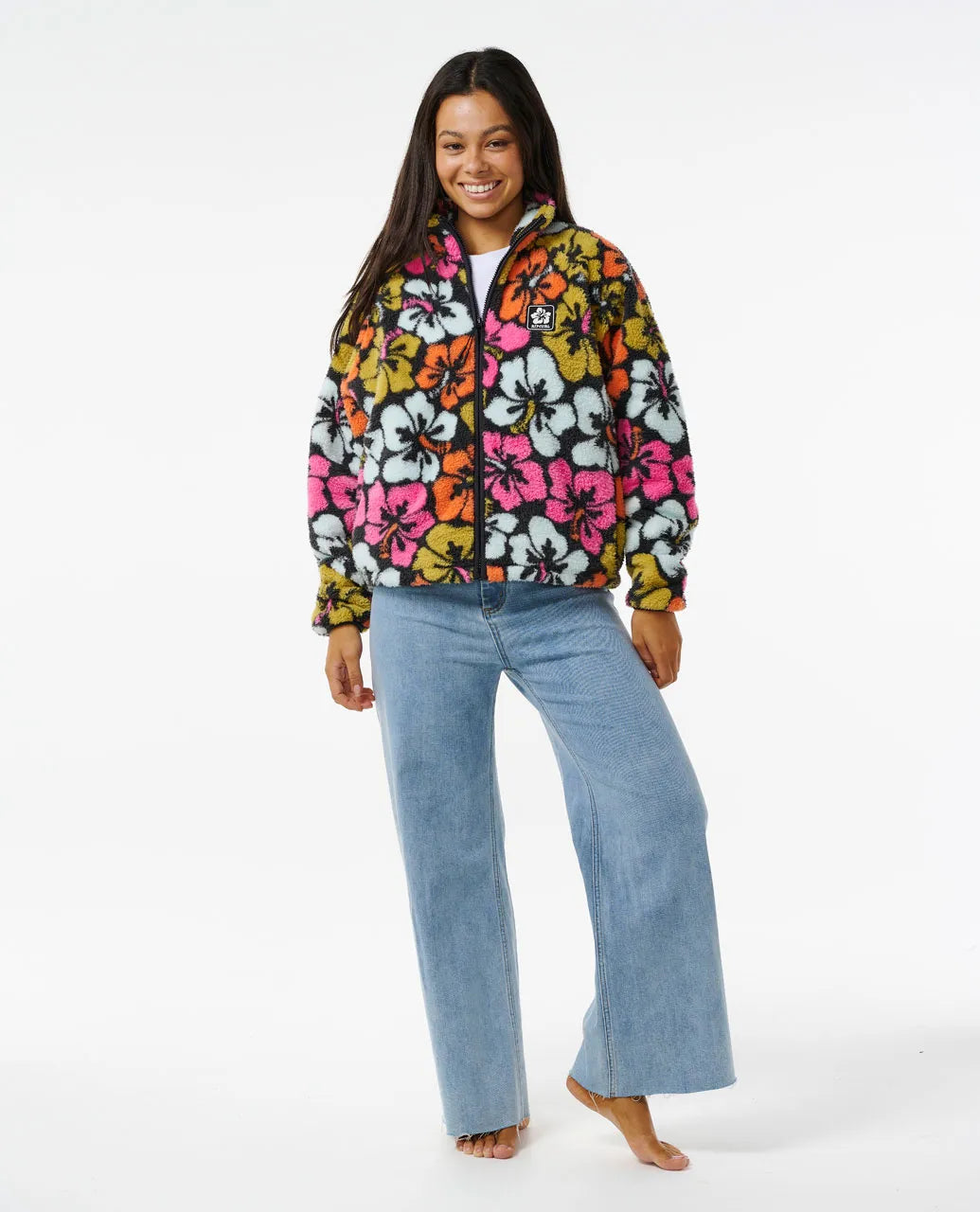 Hibiscus Heat Polar Fleece Zip-Thru - Multi