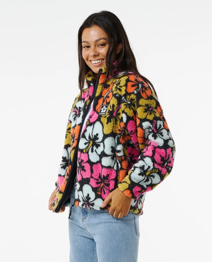 Hibiscus Heat Polar Fleece Zip-Thru - Multi